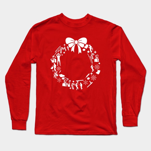 Pulp Fiction Christmas Wreath Pattern Long Sleeve T-Shirt by Rebus28